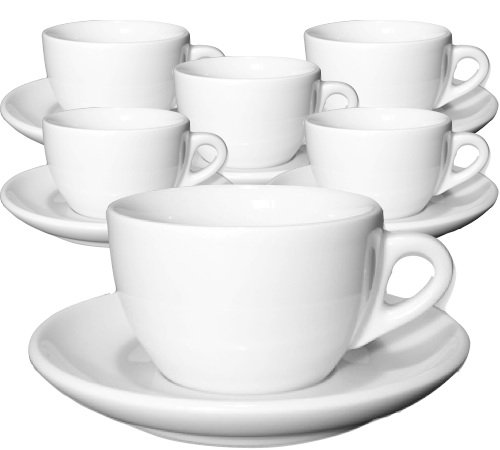 6 chávenas de cappuccino e pires, 15 cl, porcelana, coleção Competition Palermo - Ancap.