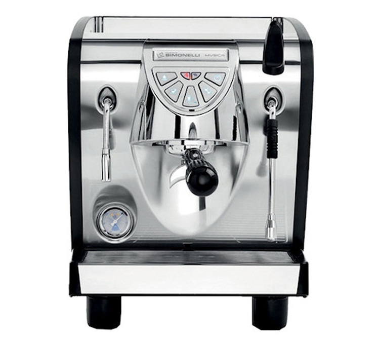Máquina de café expreso NUOVA SIMONELLI Musica, color negro, modelo MMUSICAVOL010004, para conexión a la red de agua.