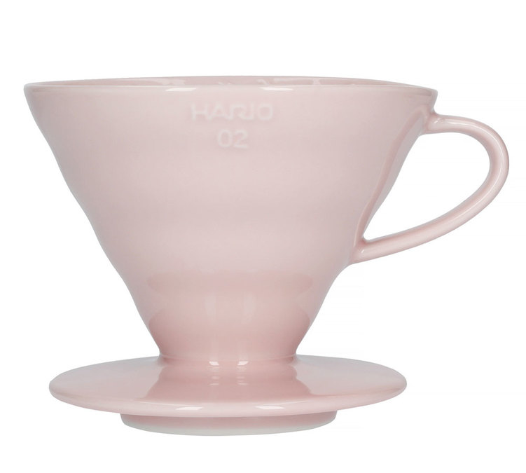 Dosificador HARIO V60 VDC-02 cónico, color rosa, para 2 a 4 tazas.