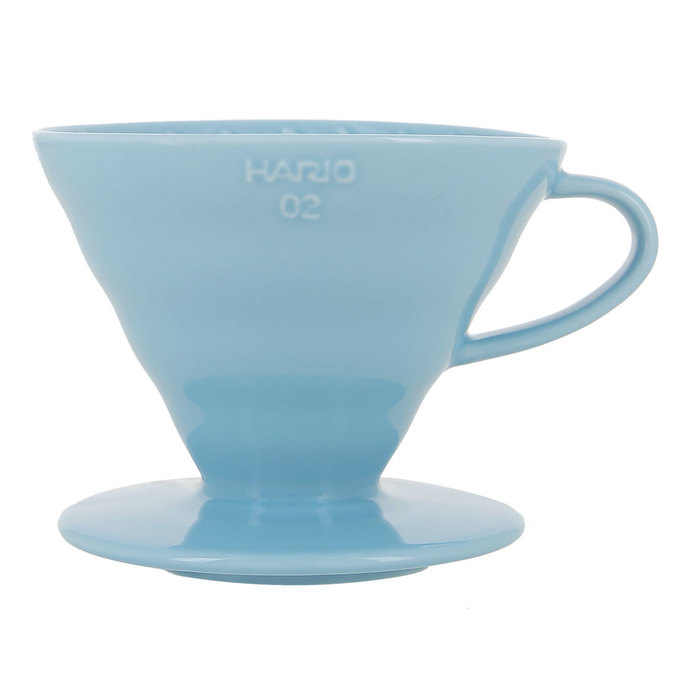 Dosificador Hario V60 VDC-02, forma cónica, color azul claro, para preparar de 2 a 4 tazas.