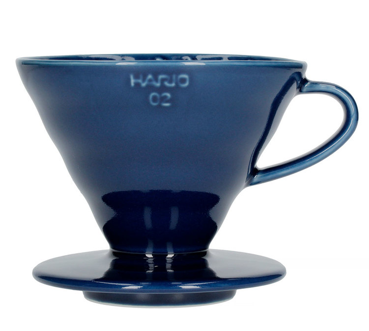 Dispositivo de vertido HARIO V60 VDC-02, forma cónica, color azul oscuro, para 2 a 4 tazas.