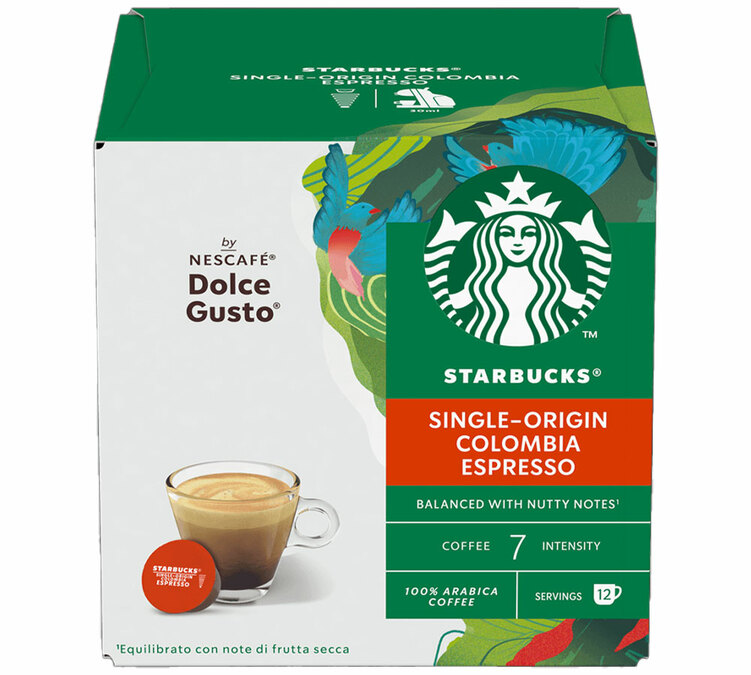 12 kapsulių, skirtų „Nescafé* Dolce Gusto* Colombia“ kavos aparatams – „STARBUCKS“