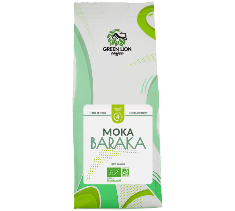 1 κιλό – Καφές σε κόκκους – Moka Baraka Bio – GREEN LION COFFEE