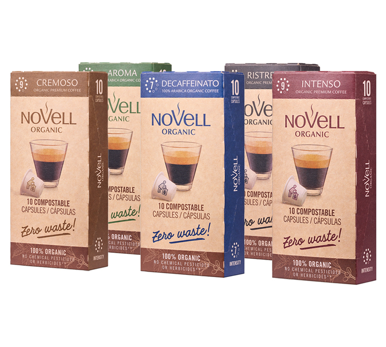 Tutustumispakkaus, 50 kapselia, yhteensopiva Nespresso* Original -laitteen kanssa, luomutuote – NOVELL
