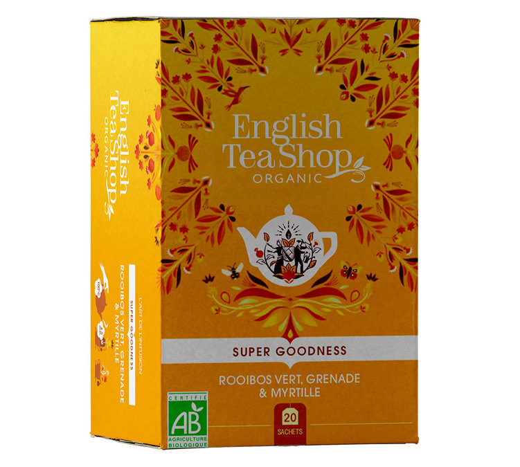 Rooibos verde, melograno e mirtillo biologico – 20 bustine – ENGLISH TEA SHOP