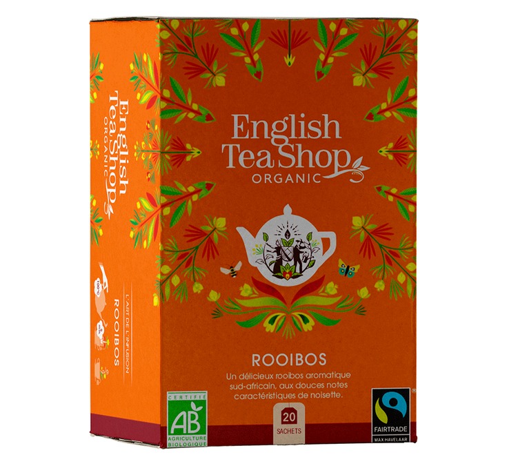 „Rooibos“ – ekologiška ir sąžiningos prekybos arbata – 20 pakelių – „FAIRTRADE“ – „ENGLISH TEA SHOP“