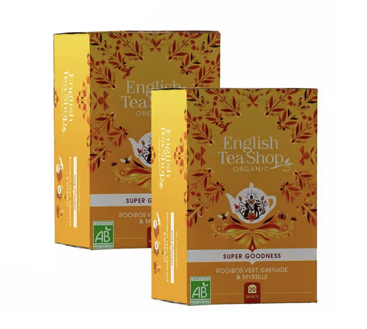 Rooibos, zöld tea, gránátalma és áfonya keverék, bio – 2 x 20 teás zacskó – ENGLISH TEA SHOP