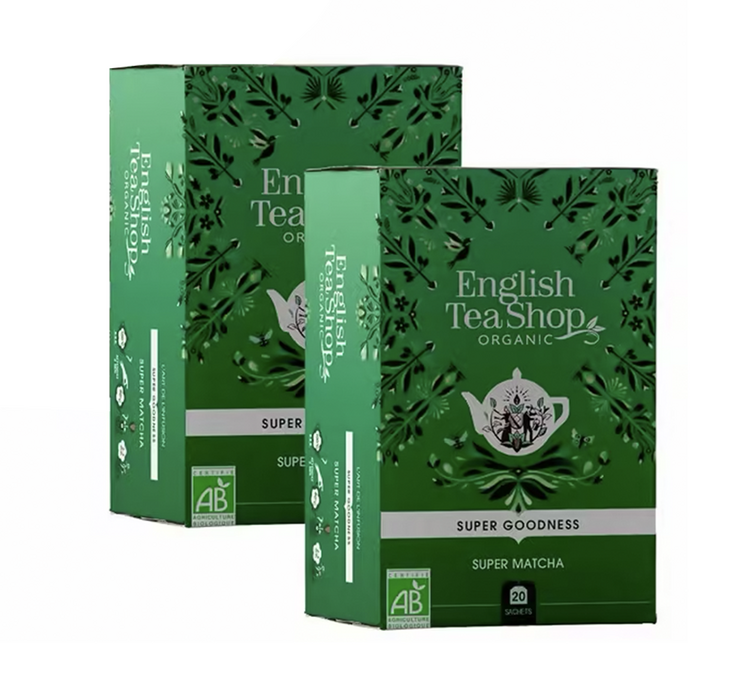 Pakiranje: organska mješavina čaja Super Matcha – 2 pakiranja od po 20 vrećica – ENGLISH TEA SHOP