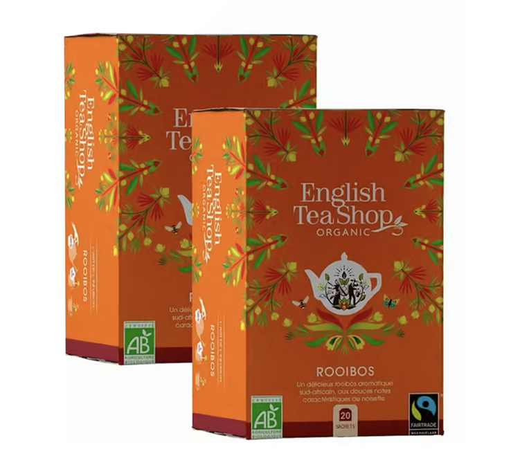 Opakowanie herbaty Rooibos Bio & Equitable – 2 opakowania po 20 torebek – certyfikat FAIRTRADE – ENGLISH TEA SHOP.