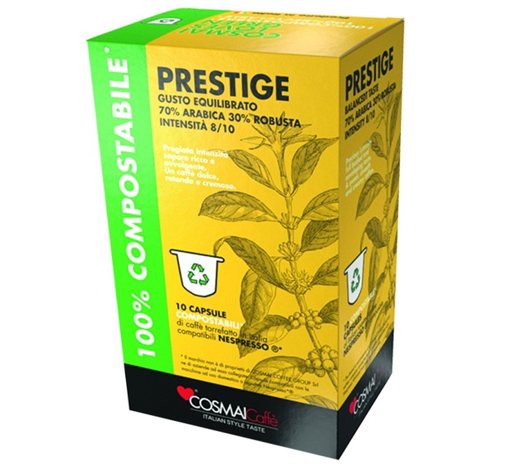 10 κάψουλες, συμβατές με τις μηχανές Nespresso* Original Prestige – COSMAI CAFFÉ