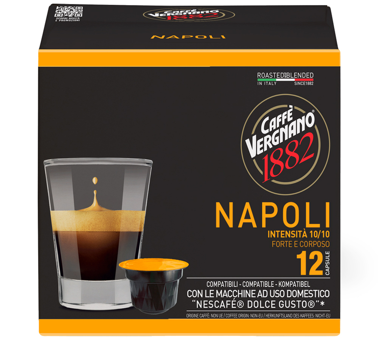 12 kapsułek kompatybilnych z systemem Nescafé* Dolce Gusto* Napoli – CAFFE VERGNANO