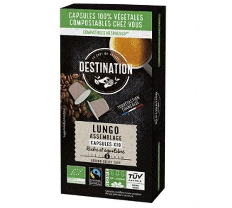 10 cápsulas compatíveis com Nespresso* Original Lungo Bio – Comércio Justo/Max Havelaar – DESTINATION