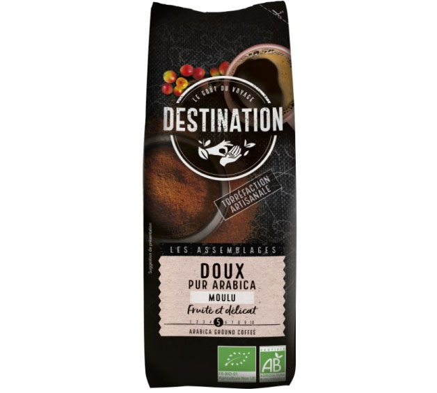 250 g – jauhettu kahvi – miedon makuinen, 100 % luomulaatuista Arabica-kahvia – DESTINATION
