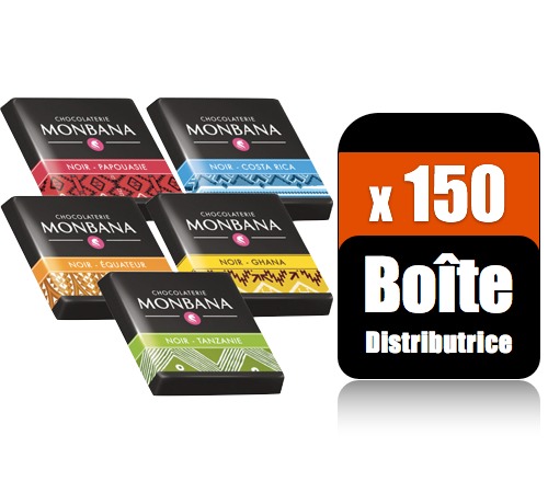 Schokoladen-Verkaufsautomat – Zartbitterschokolade, reine Herkunft – 150 Stück – MONBANA