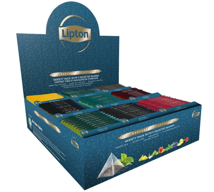 Eksklusivt utvalg – gaveeske med te og urtete – 108 teposer – LIPTON