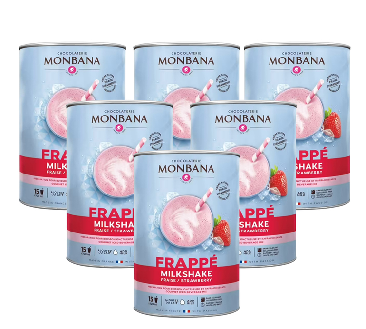 Bevanda fredda tipo milkshake, gusto fragola, confezione da 6 unità da 1 kg - Monbana.