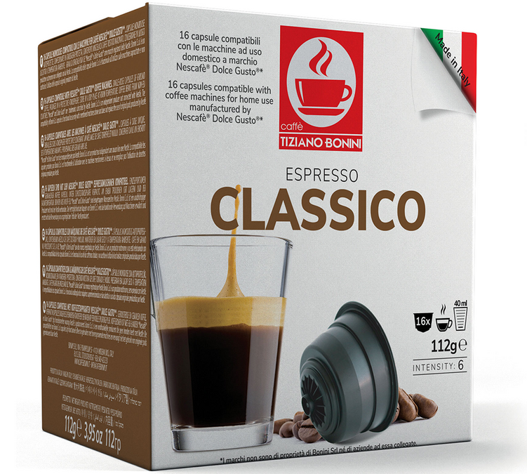 16 капсула, компатибилне са апаратима Nescafé* Dolce Gusto* Espresso Classico – CAFFE BONINI