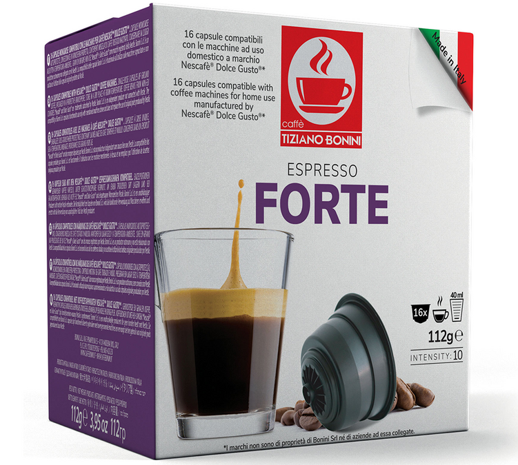 16 cápsulas compatibles con Nescafé* Dolce Gusto* Espresso Forte – CAFFE BONINI