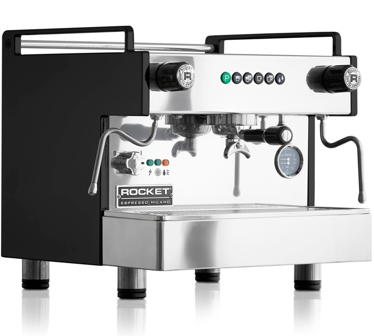 Professionelle Espressomaschine Rocket Espresso Boxer Noir, 1-Gruppen-Modell.
