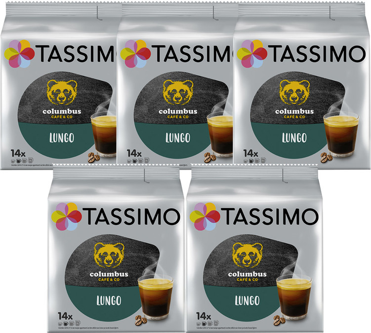 70 μερίδες καφέ Columbus Lungo – για μηχανές TASSIMO.