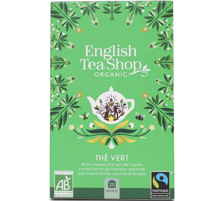 Organic and Fair Trade Ceylon Green Tea - 20 tea bags - FAIRTRADE - ENGLISH TEA SHOP