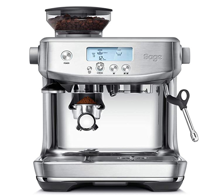 Máquina de café expresso SAGE Barista Pro SES878BSS4EEU1, em aço inoxidável escovado.