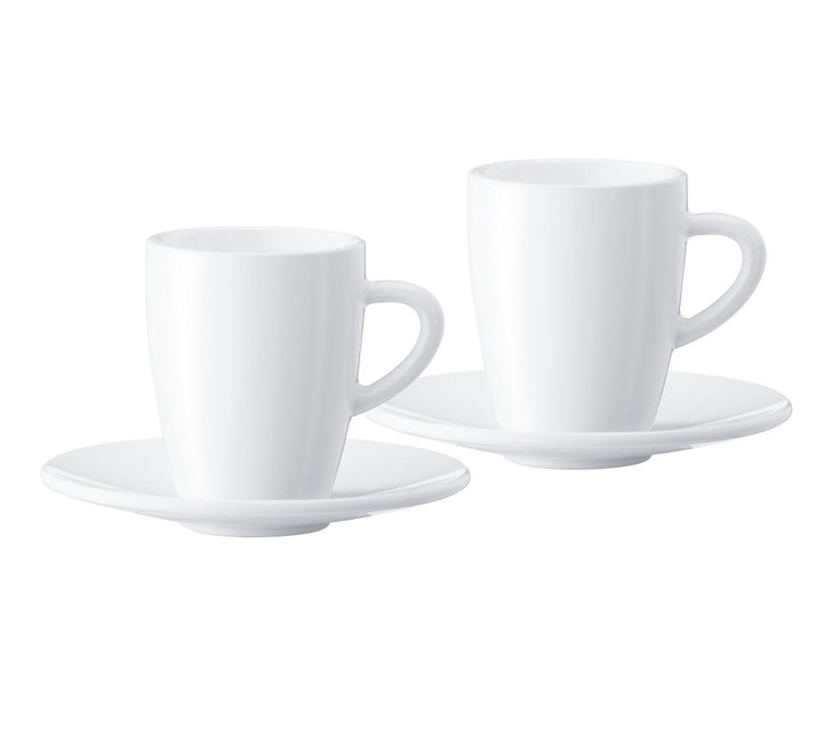 Koppar – JURA – koppar + tillhörande underkoppar för espresso, 8 cl, 2-pack.