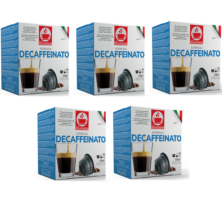80 капсула, компатибилне са апаратима Nescafé* Dolce Gusto* за еспресо без кофеина – CAFFE BONINI.