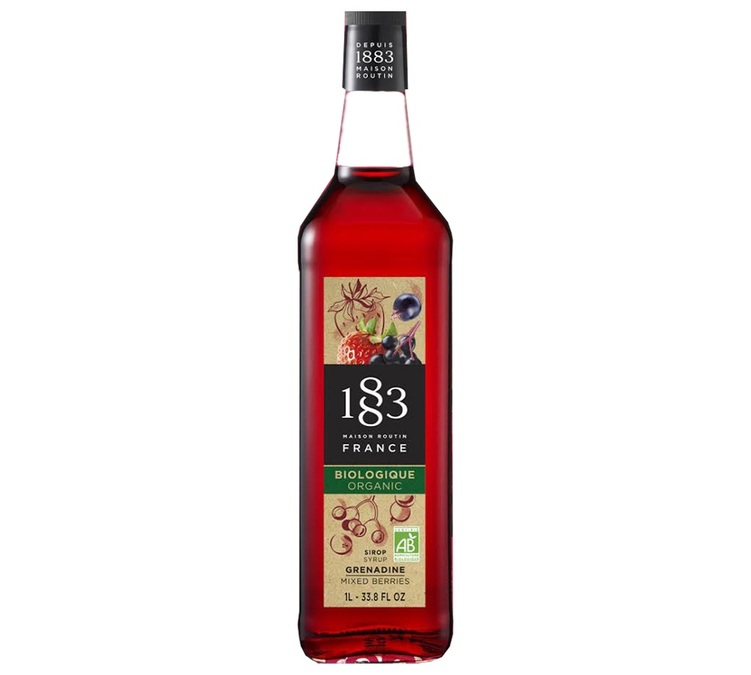Ekologiczny syrop o smaku granatu – butelka szklana, 1 l – 1883 ROUTIN.