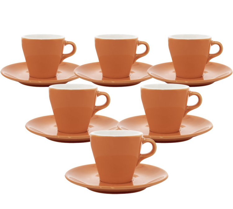 Tazze – ORIGAMI – set di tazze e piattini da caffè espresso, colore arancione, capacità 9 cl.