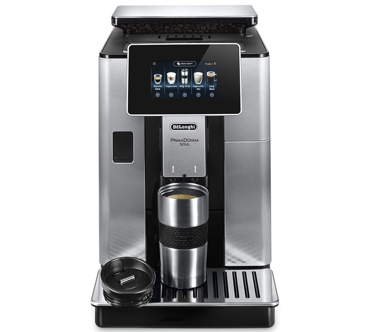 Espressomaskin DELONGHI Primadonna Soul ECAM 610.74.MB, grå, med resmugg.